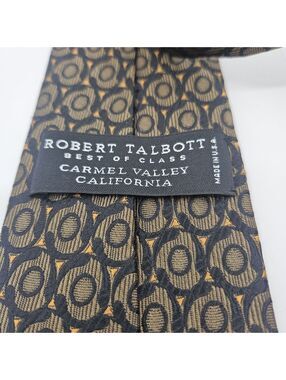 Vintage Robert Talbott Best Of Class Jacquard Silk Tie Handmade USA Black Gold